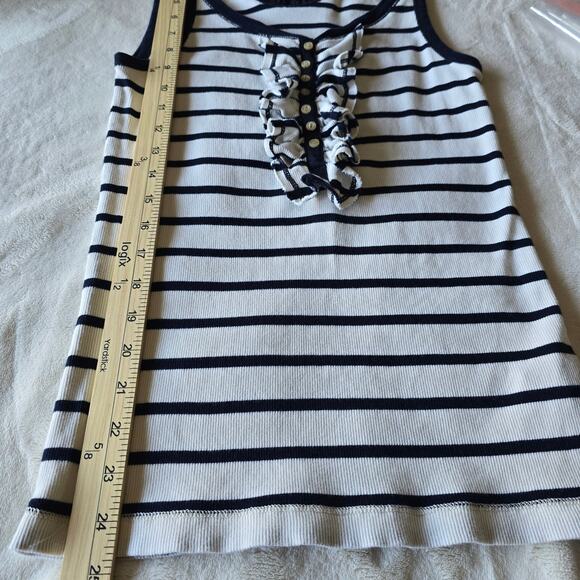 Ralph Lauren Striped Ruffle Tank Top S Navy White Nautical Coastal Timeless Y2K - Picture 6 of 7